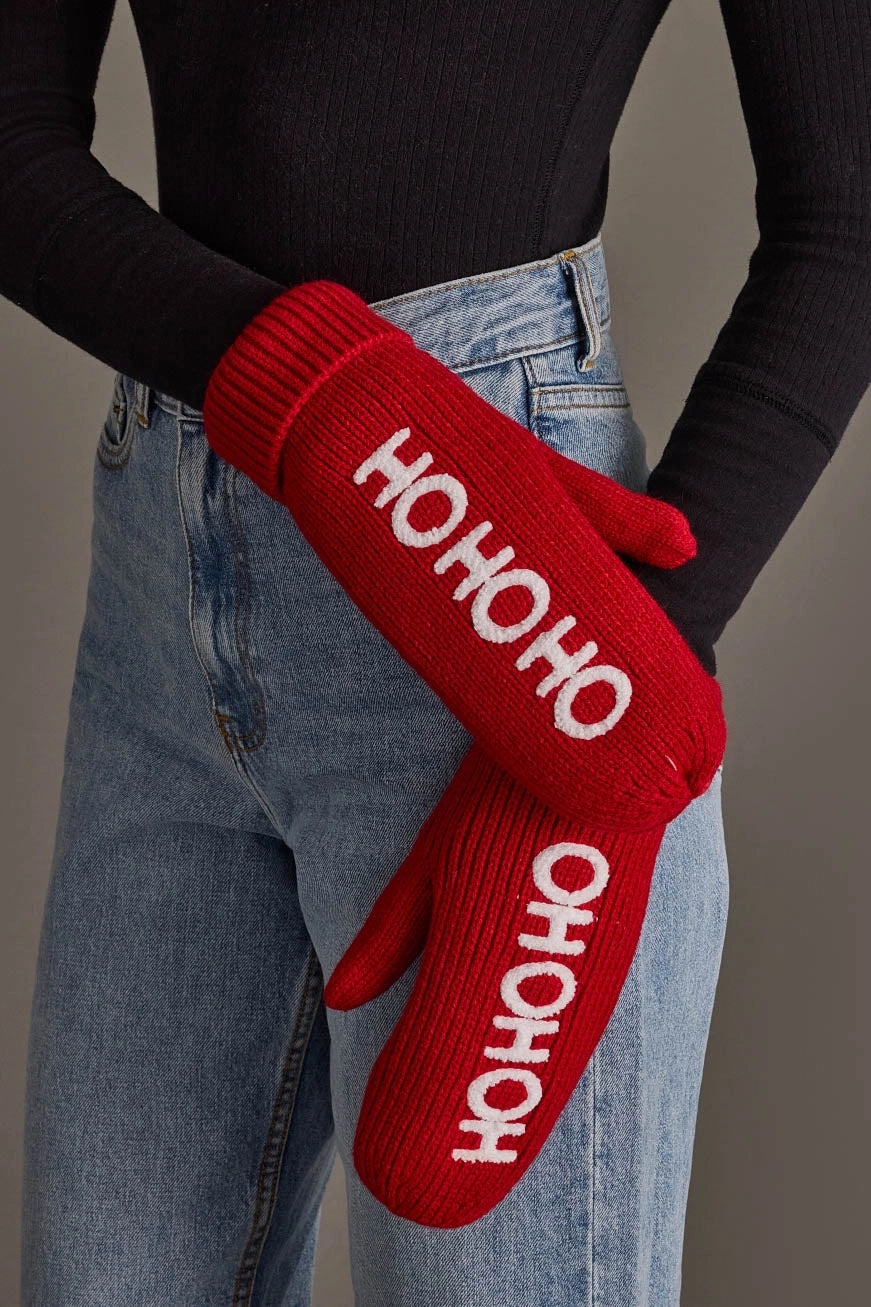 Panache Red Ho Ho Ho Knit Mittens