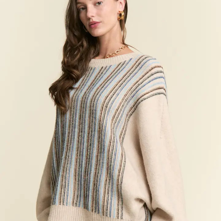 J.MMA Vertical Stripe Dolman Sweater