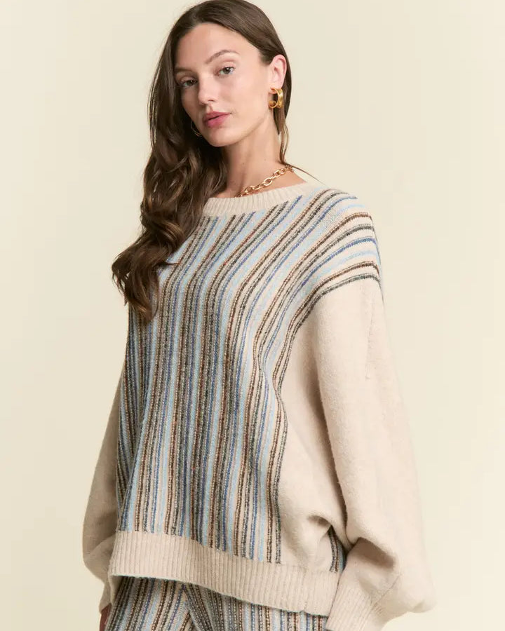J.MMA Vertical Stripe Dolman Sweater