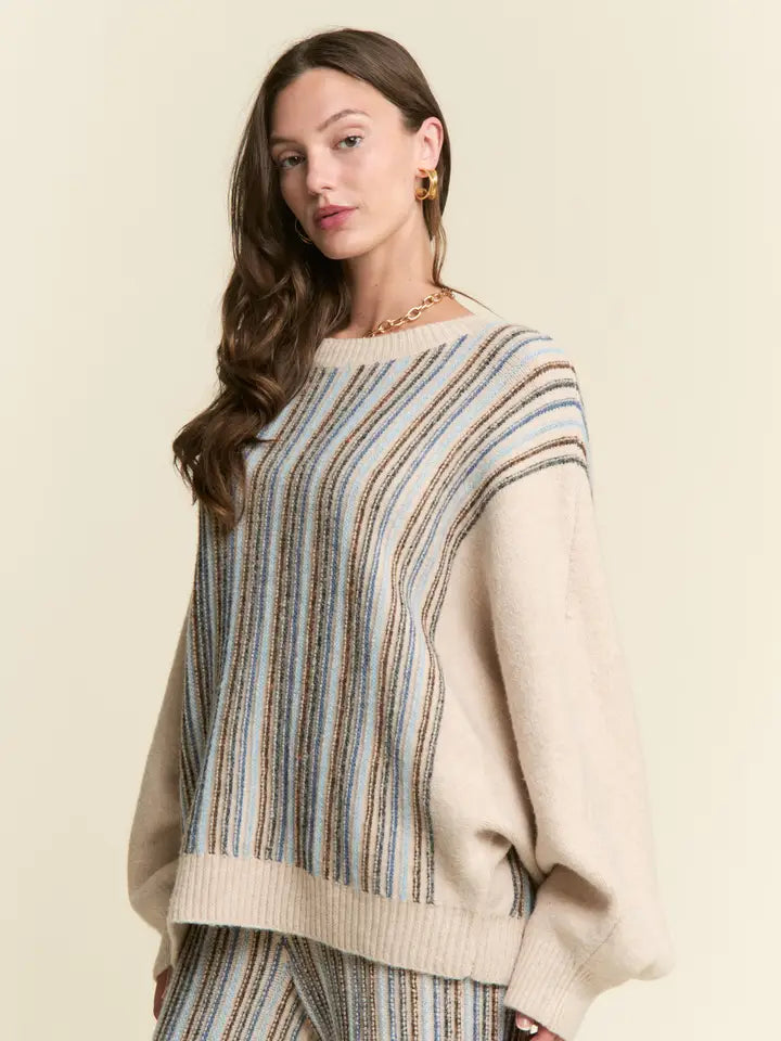 J.MMA Vertical Stripe Dolman Sweater