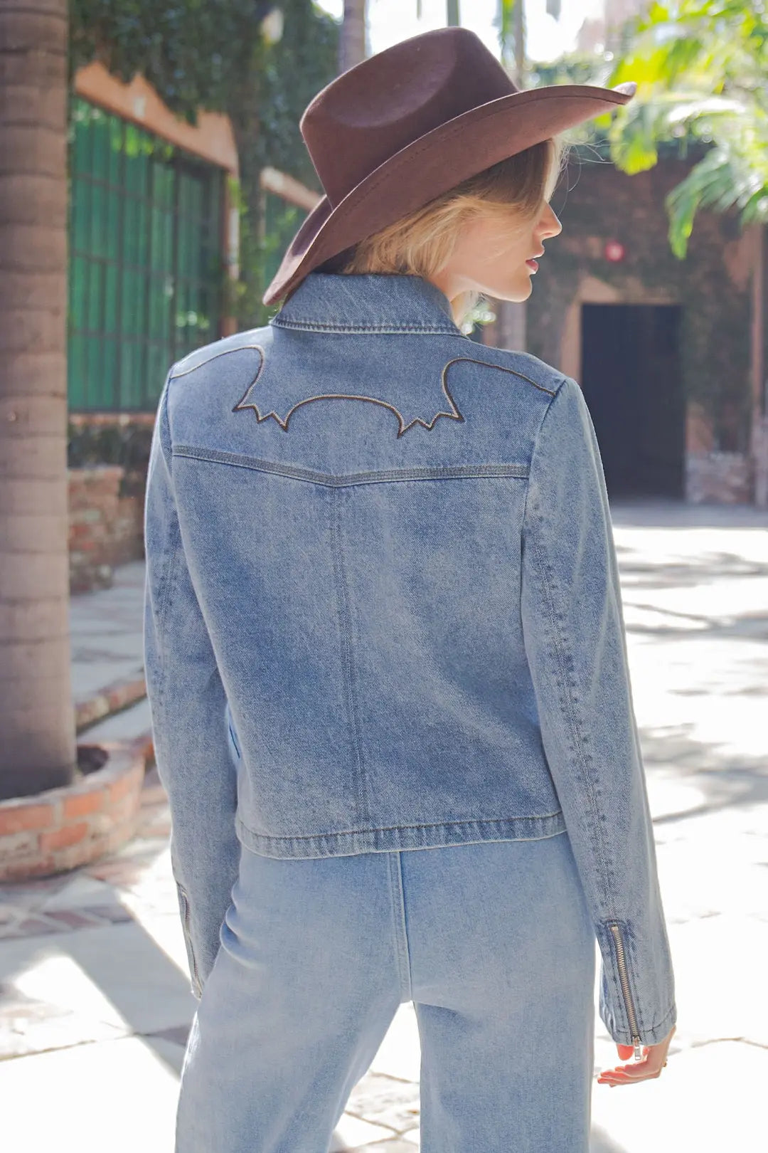 Dakota Western Embroidered Zip-Up Denim Jacket