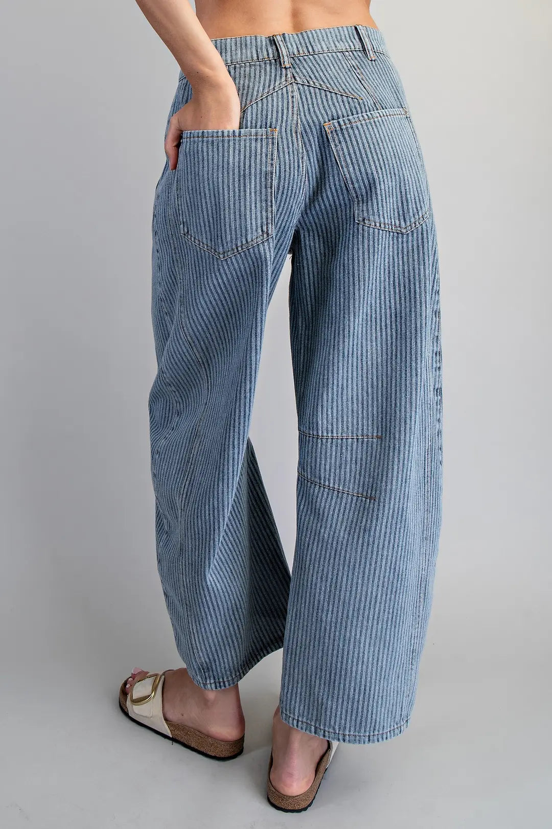 Vintage Mineral Wash Pinstripe Barrel Jeans