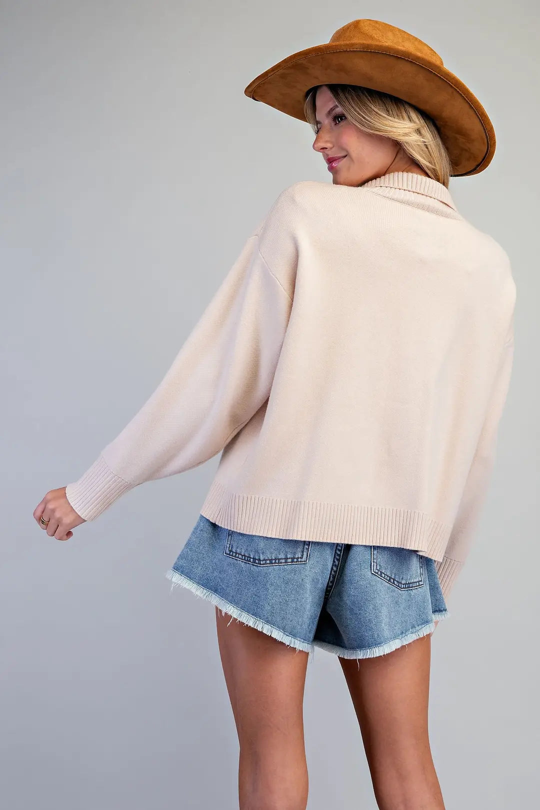 Wild West Embroidered Horse Half-Zip Sweater