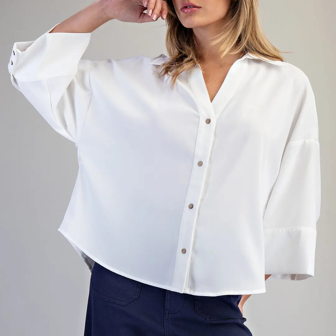 Ee:some Button Down Pleated Back Blouse