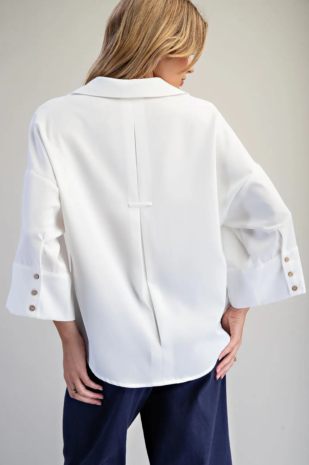 Ee:some Button Down Pleated Back Blouse