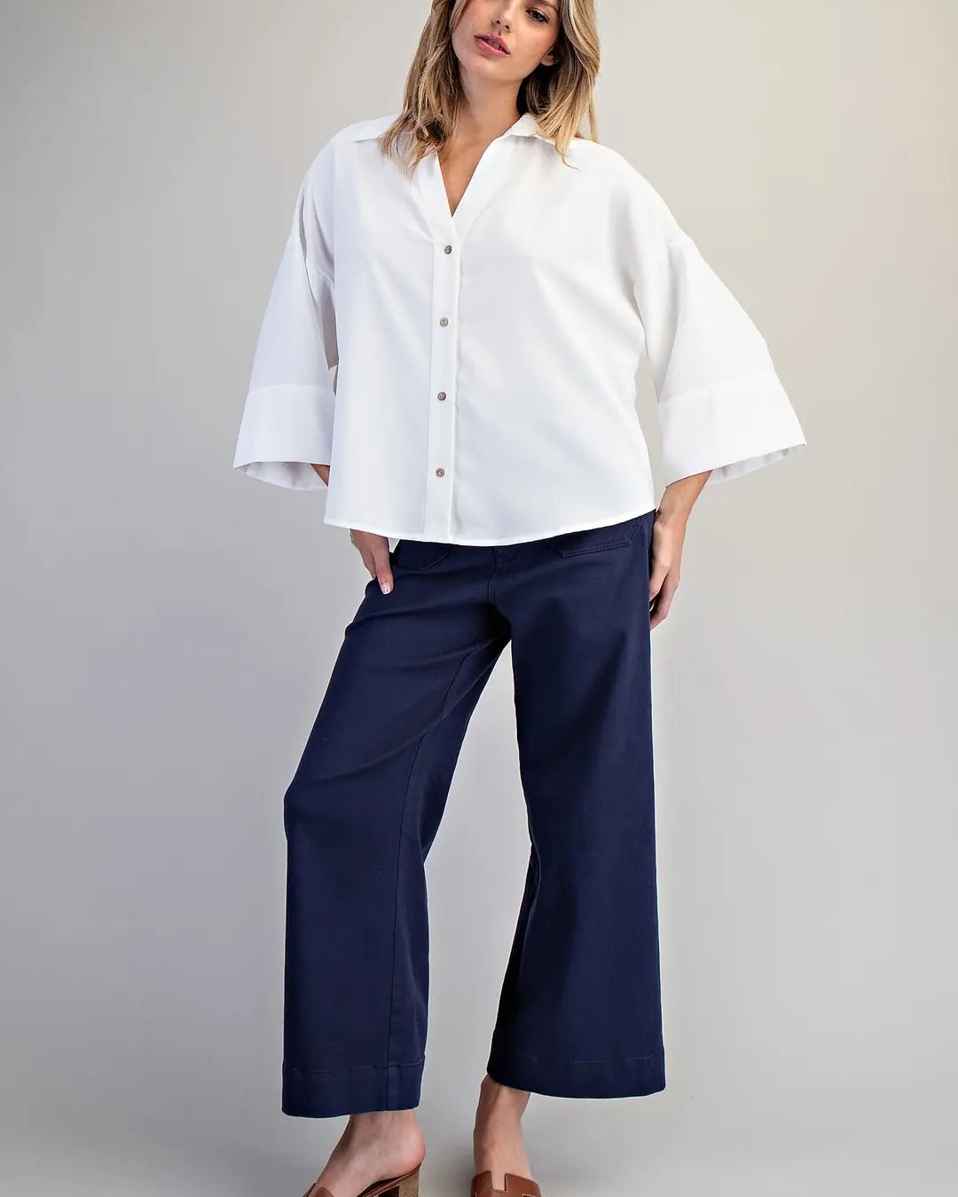 Ee:some Button Down Pleated Back Blouse