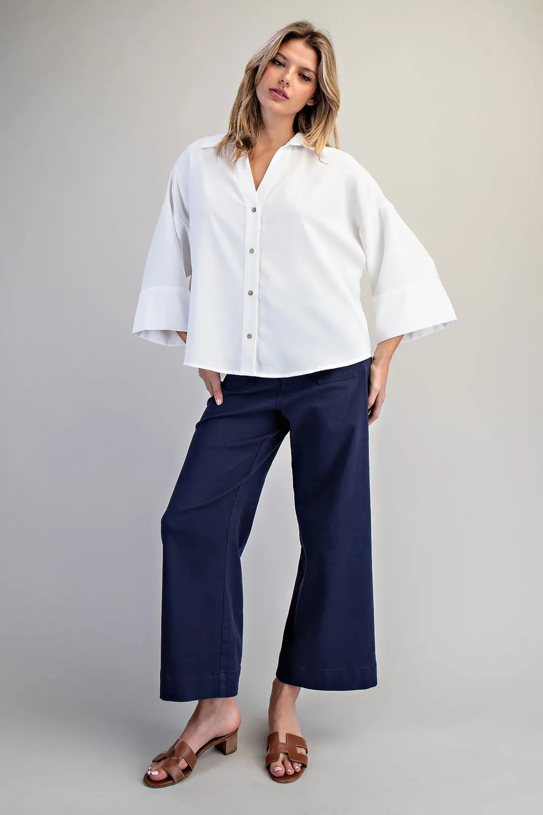 Ee:some Button Down Pleated Back Blouse