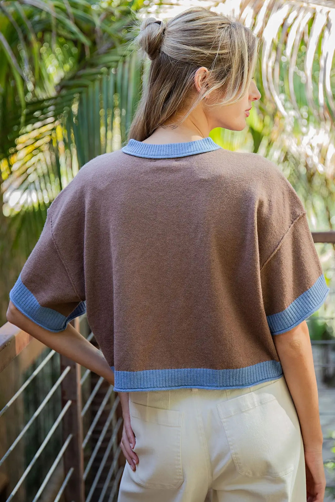 Ivy Contrast Trim Boxy Knit Cardigan