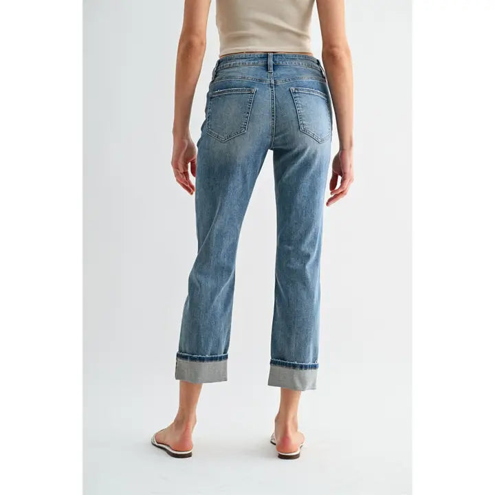 Flord Mid-Rise Straight Crop Cuffed Hem