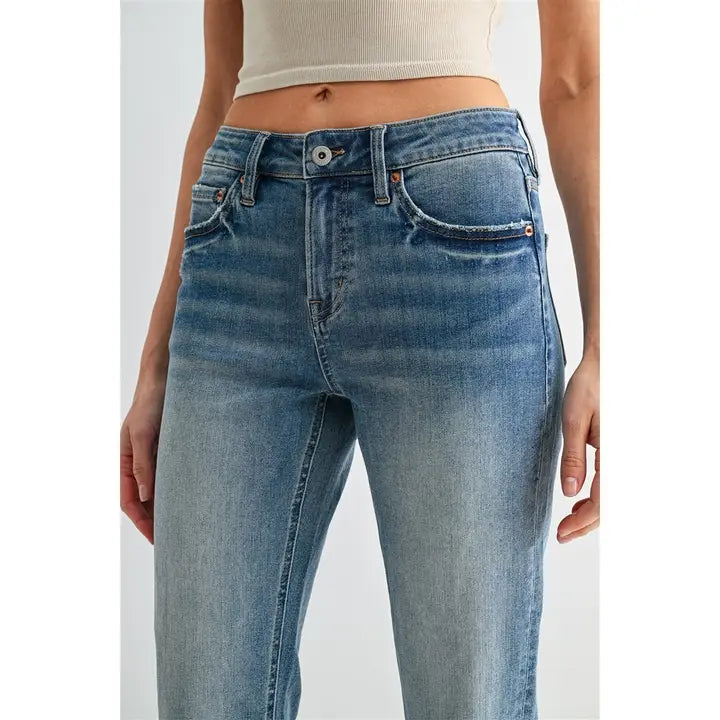 Flord Mid-Rise Straight Crop Cuffed Hem