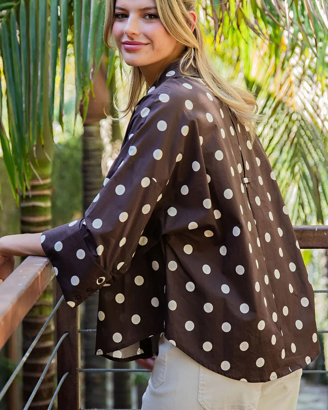 Ee:some Button Down Polka Dot Blouse