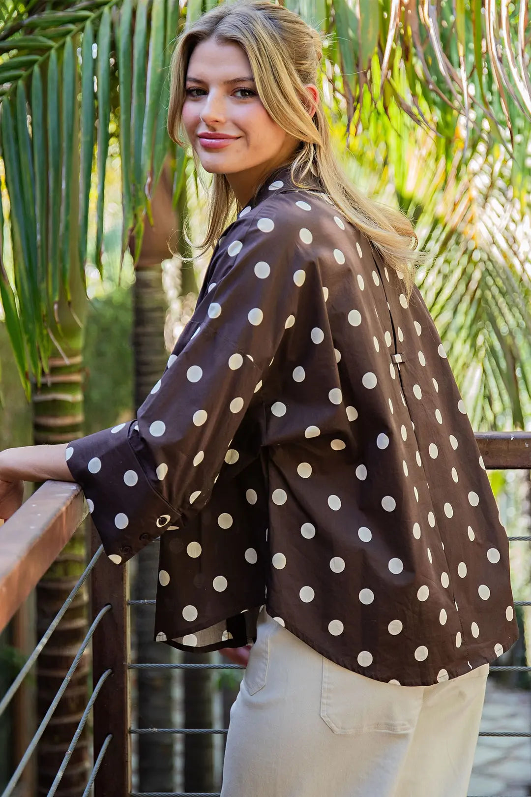 Ee:some Button Down Polka Dot Blouse