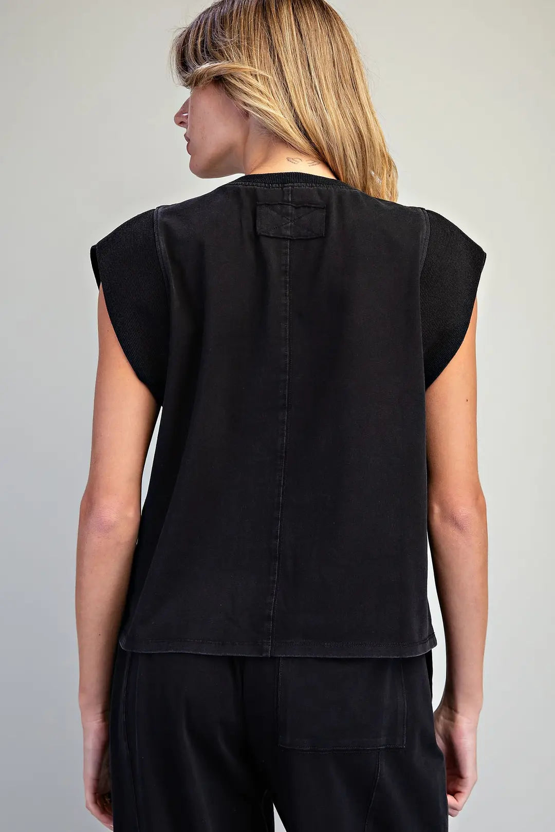 Structured Ribbed Shoulder Top