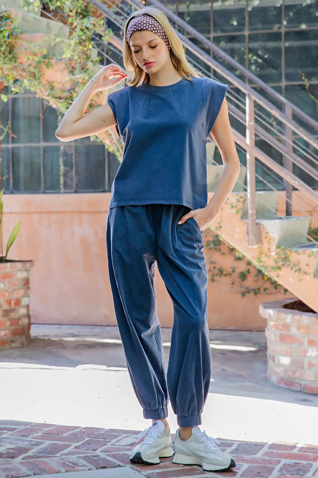 Structured Ribbed Shoulder Top