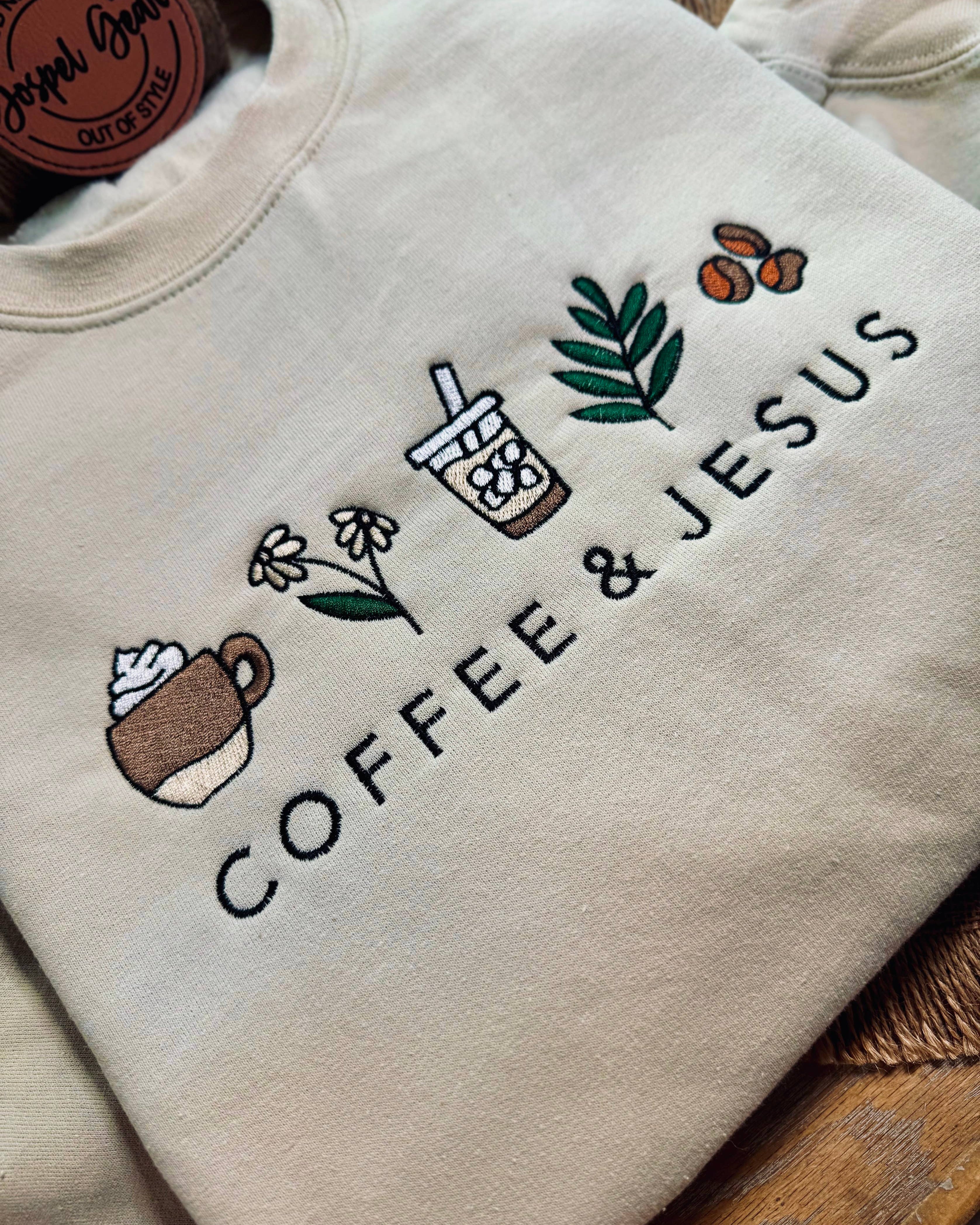 Coffee And Jesus Embroidered Shirt