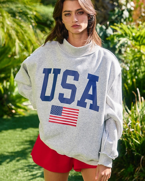VINTAGEUSA Oversized Reversible USA & America Graphic Sweatshirt