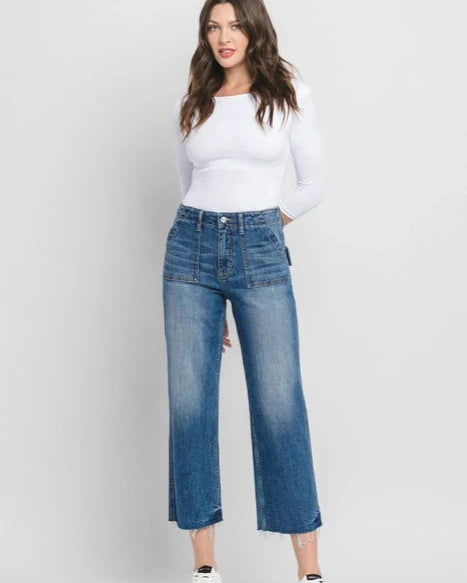 Lovervet High-Rise Crop Utility Straight Leg Jeans