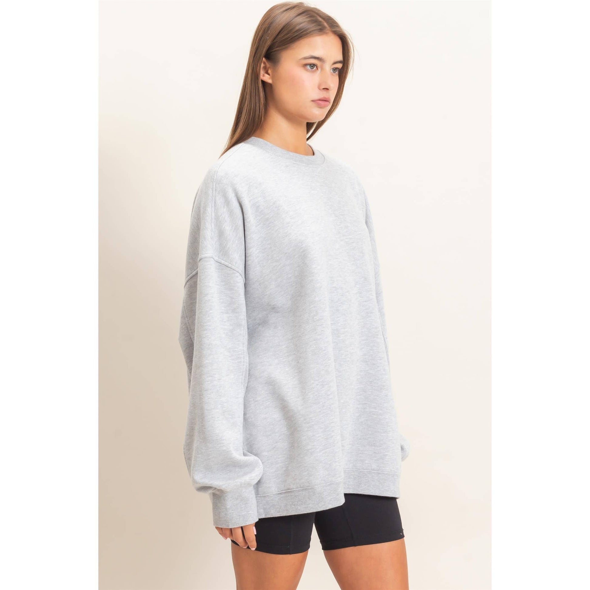 Acid Wash Crew Neck Long Sleeve Sweatshirt