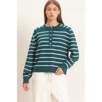 Laurel Striped Henley Sweater