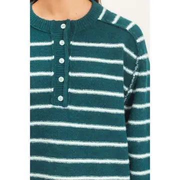 Laurel Striped Henley Sweater