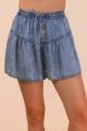 Very J Chambray Flaire Shorts