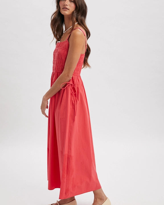 Effortless Smocked Midi Dress with Pockets