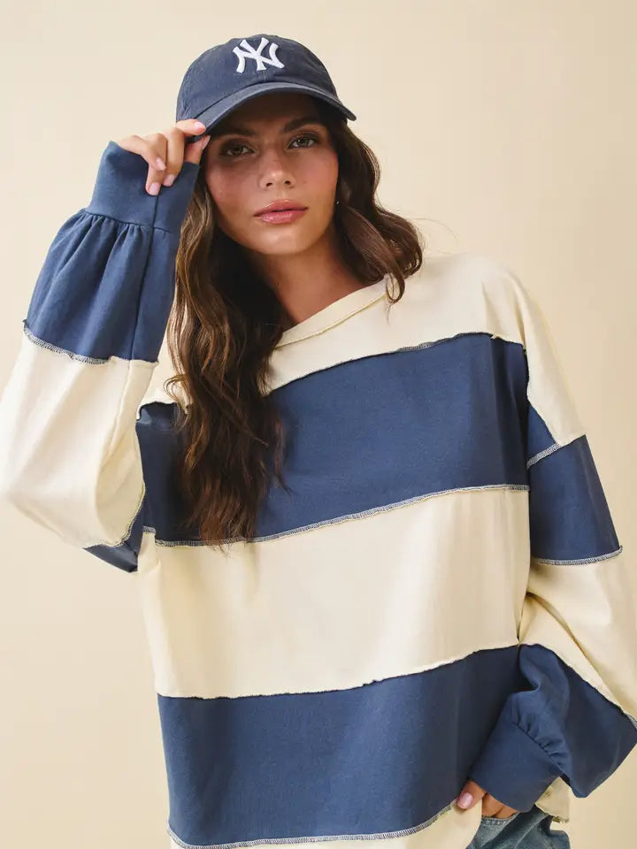 Piper Contrast Panel Slouchy Long Sleeve Tee