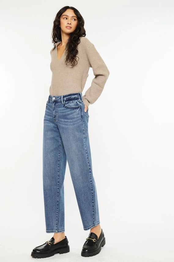Kan Can  High Rise Barrel Fit Jeans