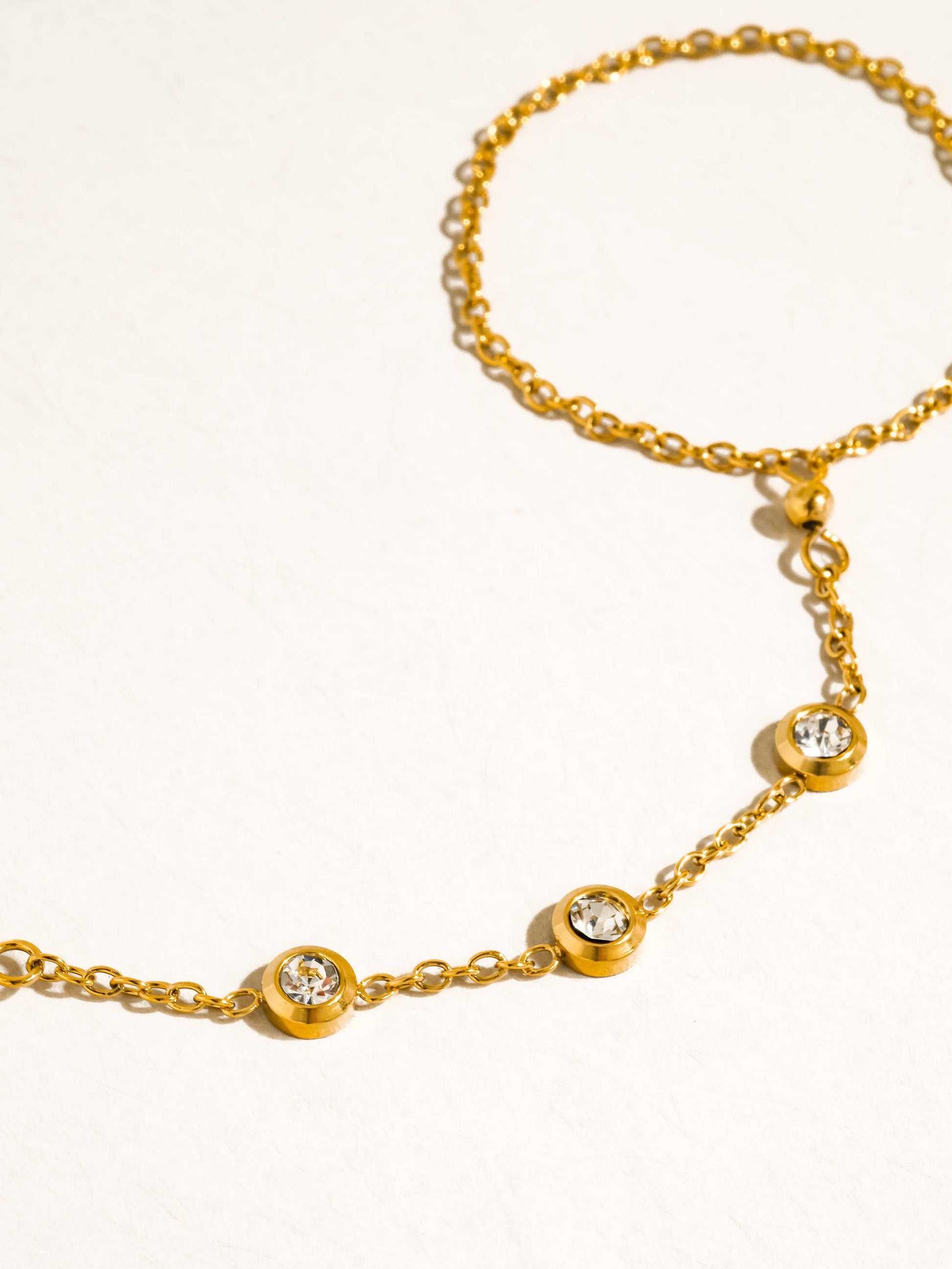Nadine 18K Gold Non-Tarnish CZ Hand Chain Bracelet