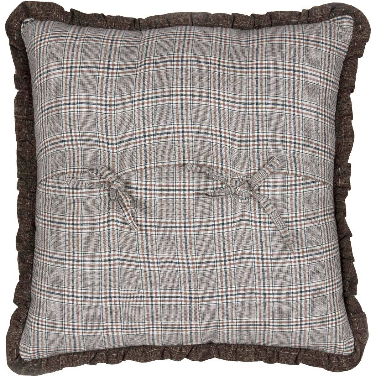 Heritage Brown Patchwork Quilted Throw Pillow 18x18 Cotton