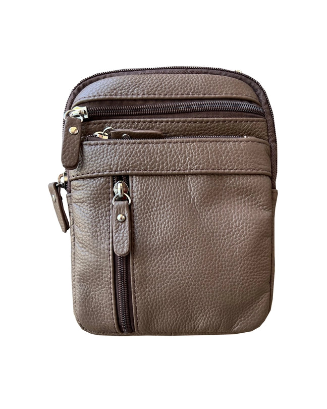 Premium Genuine Cowhide Leather 3-in-1 Crossbody & Belt Travel Pouch