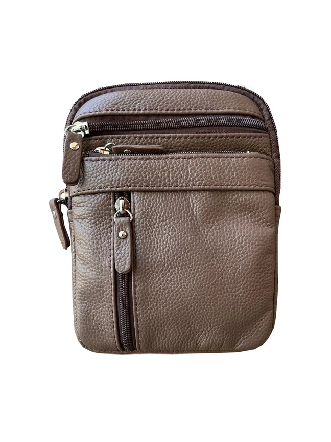 Premium Genuine Cowhide Leather 3-in-1 Crossbody & Belt Travel Pouch