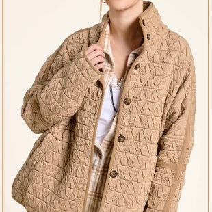 beige quilted jacket