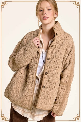 beige quilted jacket