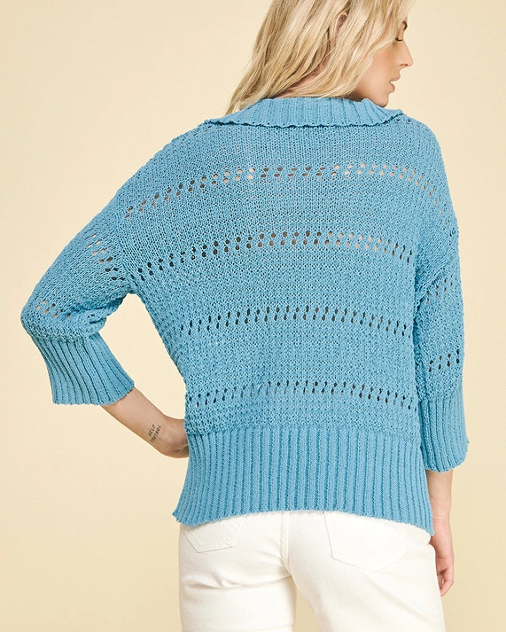 PINCH V-Neck Crochet Sweater