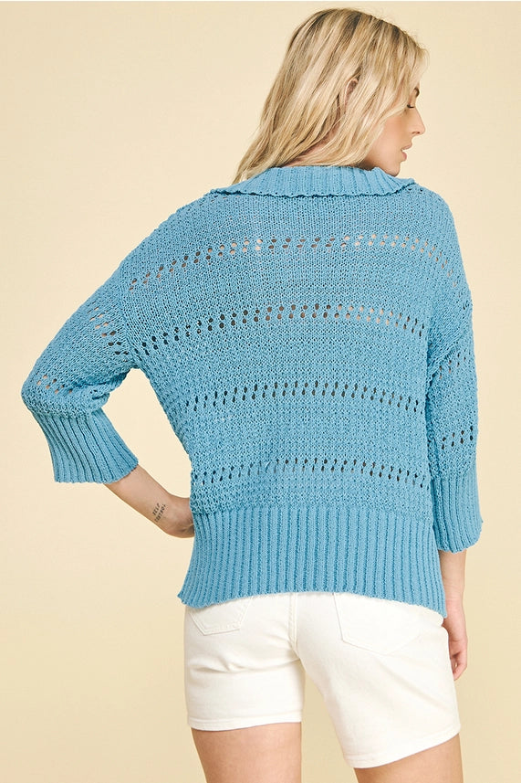 PINCH V-Neck Crochet Sweater