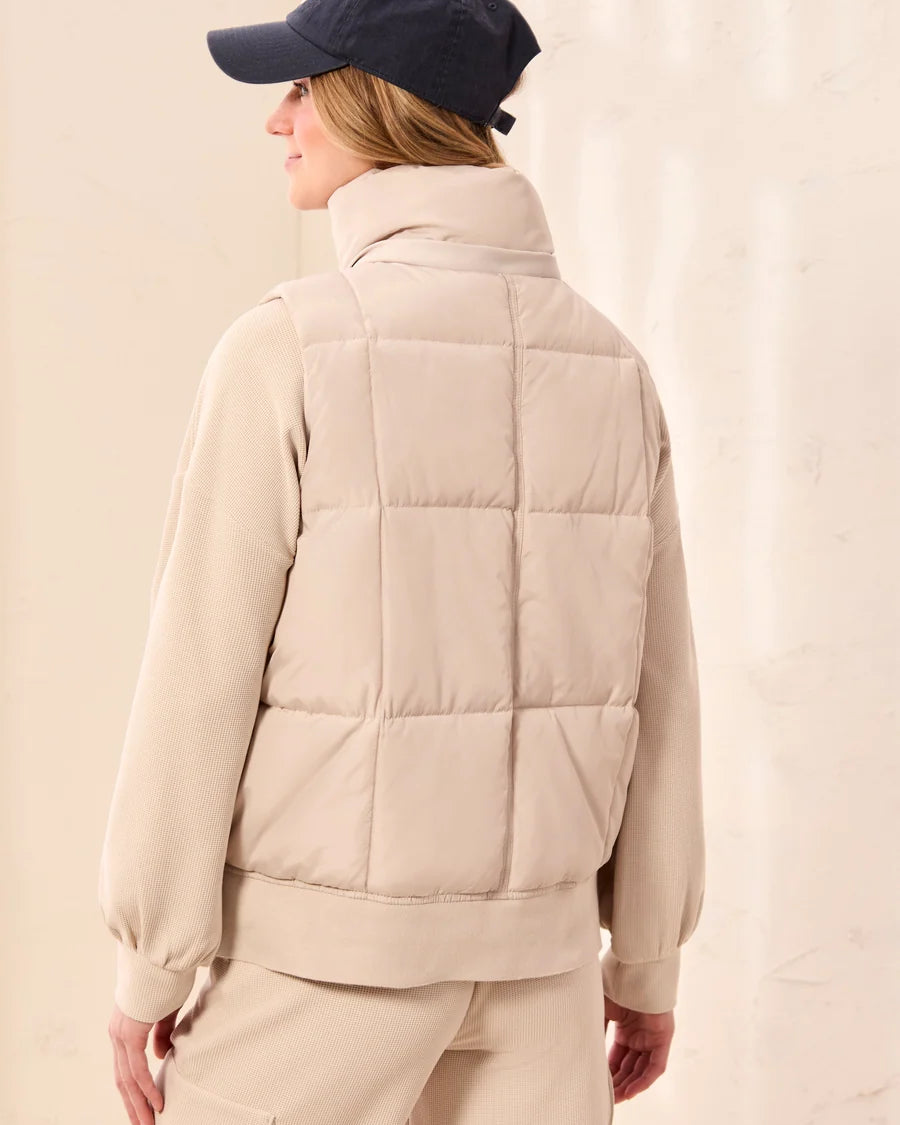 SandDune Quilted Puffer Vest with Removable Hood