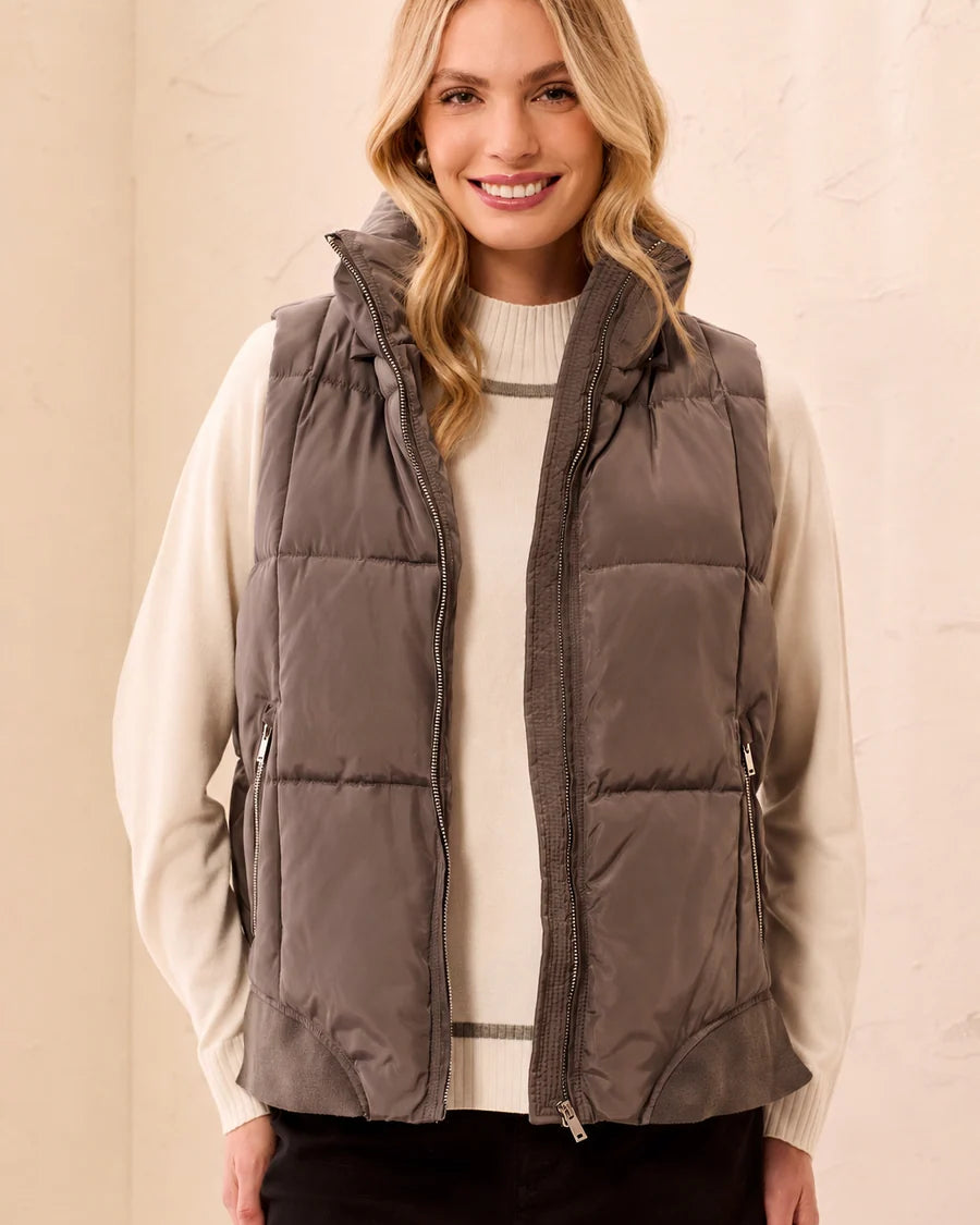 Tribal Quilted Puffer Vest With Removable Hood