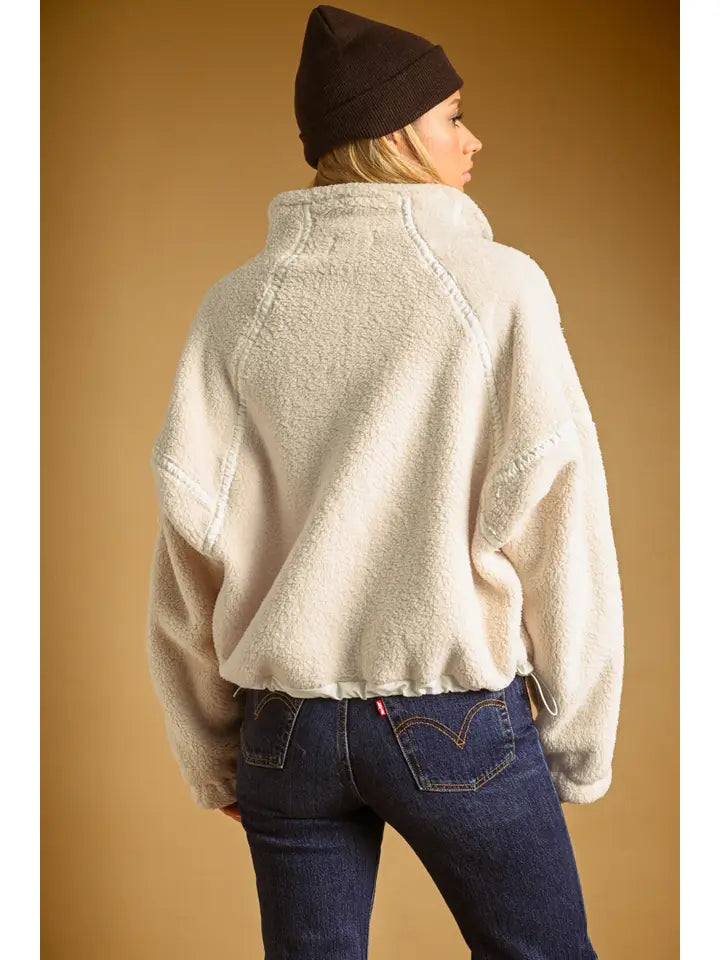 Miou Muse - Oversized Half-Zip Sherpa Pullover