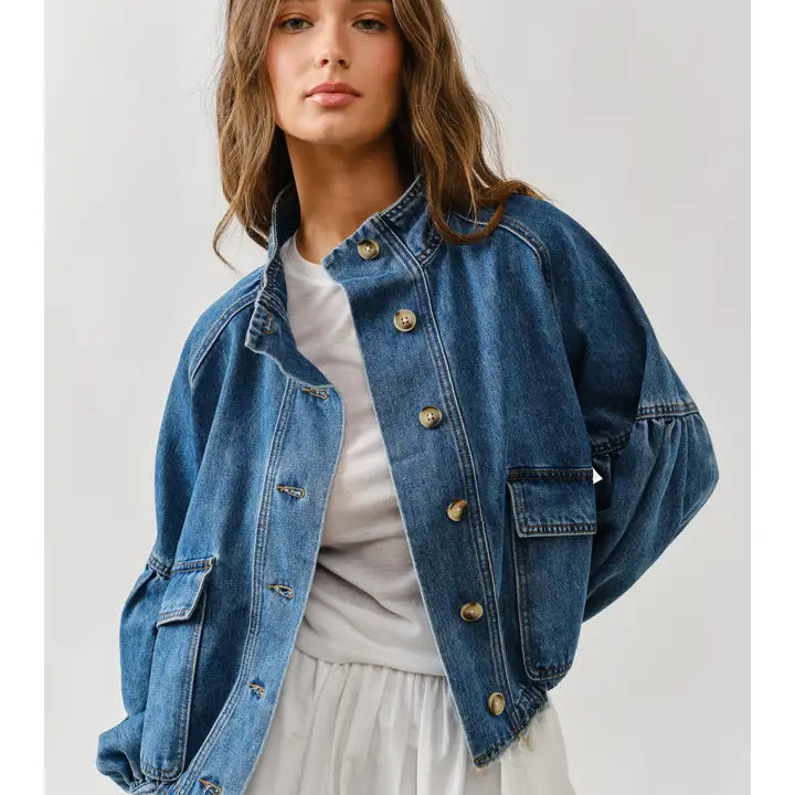 Balloon Sleeve Denim Jacket