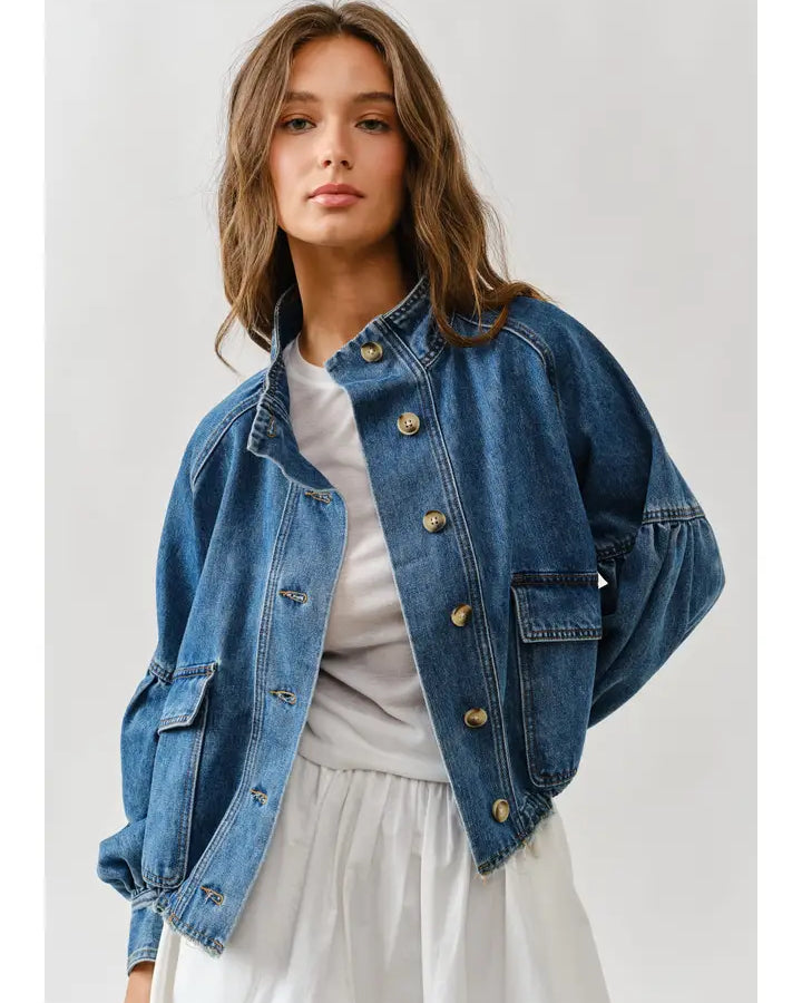 Balloon Sleeve Denim Jacket