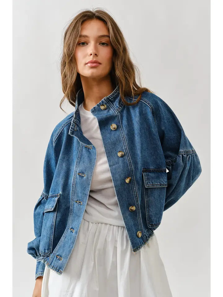 Balloon Sleeve Denim Jacket