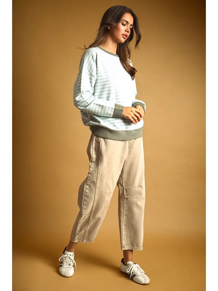 Striped Multi Color Contrast Knit Top