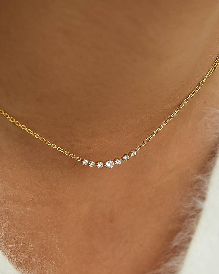 Remmi 18K Gold Non-Tarnish Crystal Station Chain Necklace