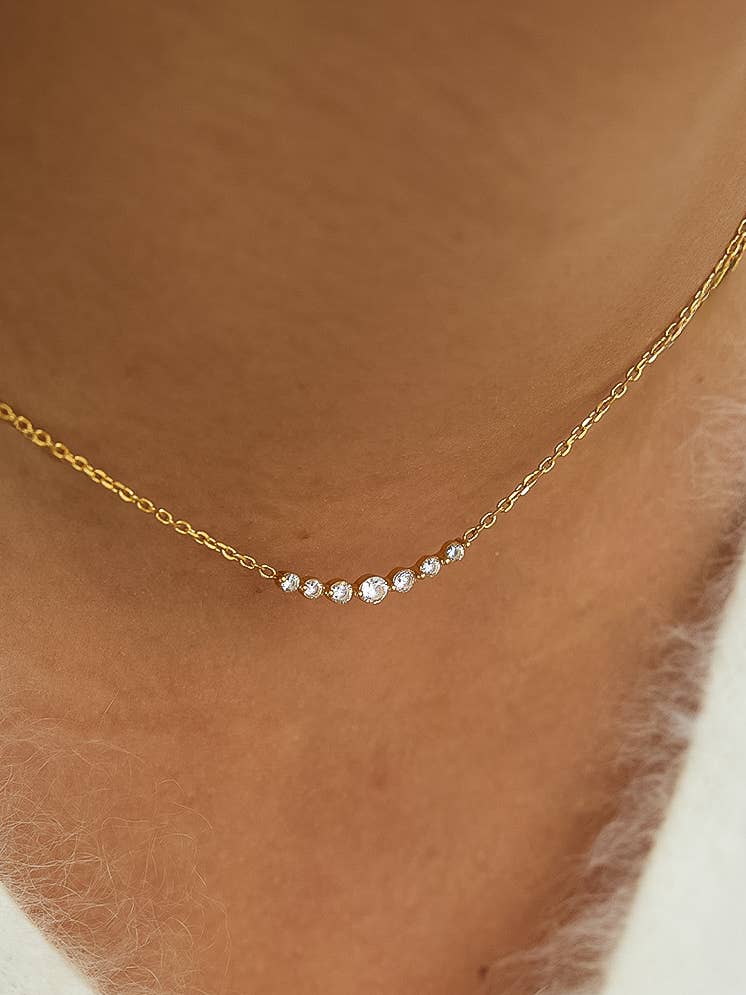 Remmi 18K Gold Non-Tarnish Crystal Station Chain Necklace