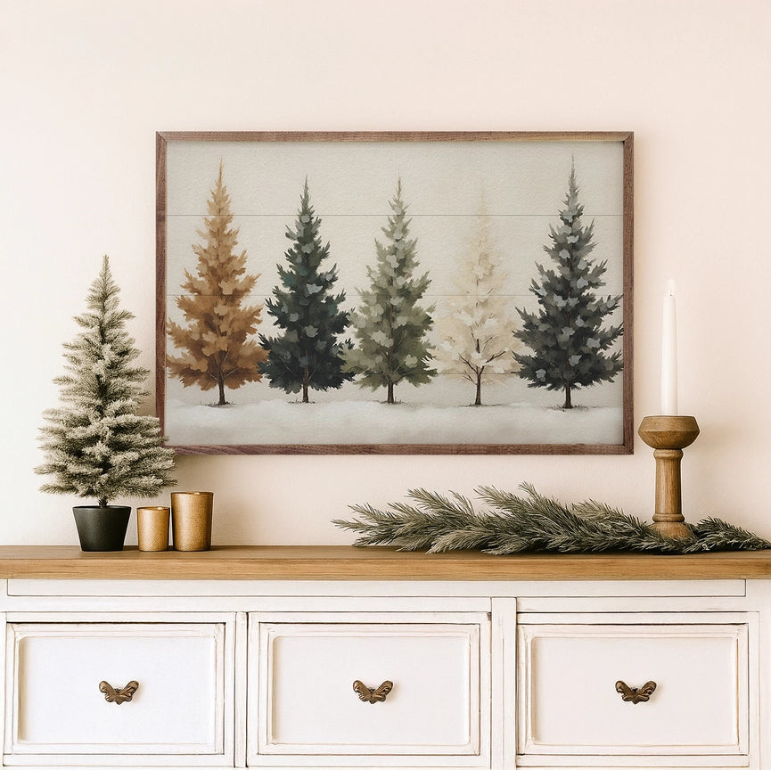 Colored Pine Trees 36x24