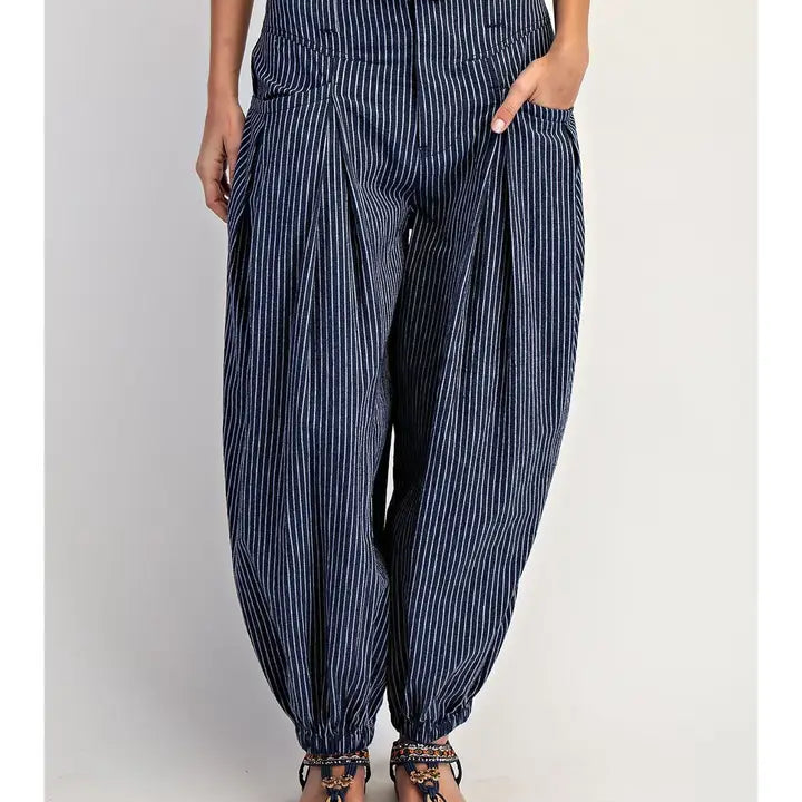 Cotierra Stripe Pleated Wide Leg Boho Pants