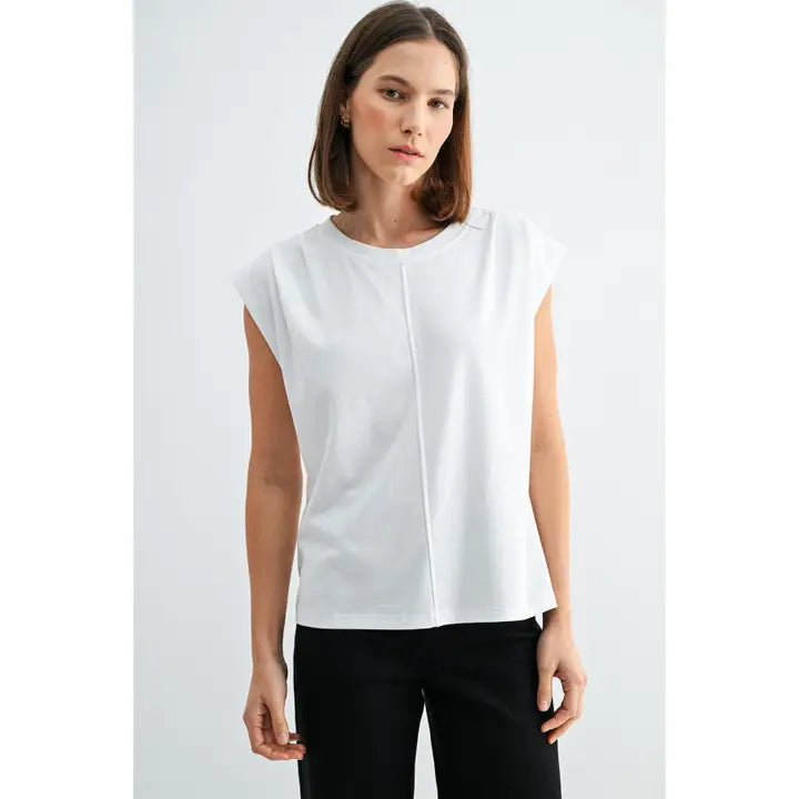 Wide Shoulder Knit Top