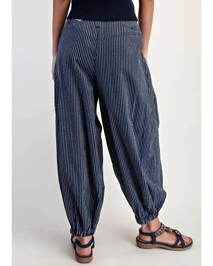 Cotierra Stripe Pleated Wide Leg Boho Pants