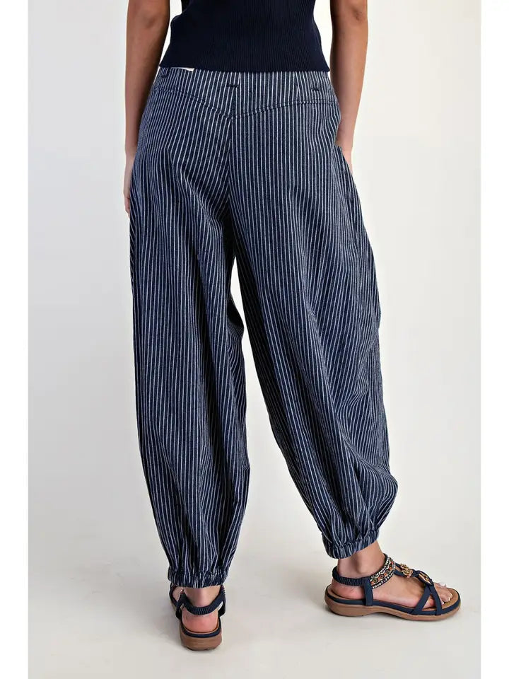 Cotierra Stripe Pleated Wide Leg Boho Pants